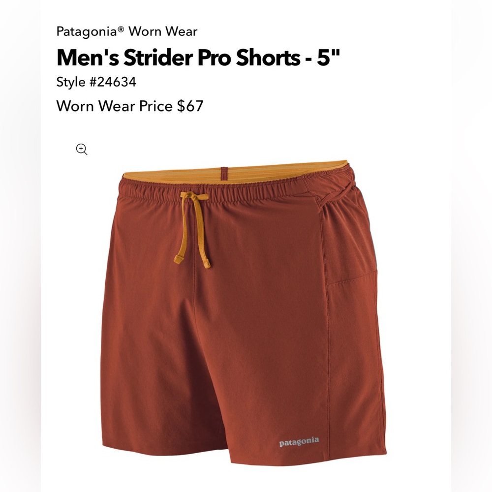 Patagonia men’s strider shorts medium